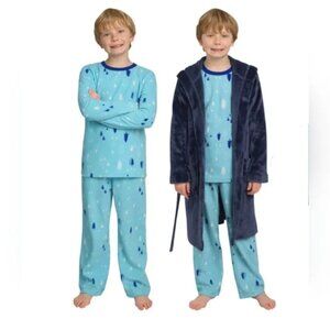 Lands' End Kid's 3-Piece Sleep Set, Hooded Robe, Pajama Top & Bottom